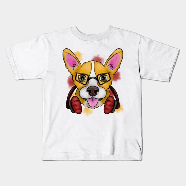 Corgi with headset Kids T-Shirt by Antiope